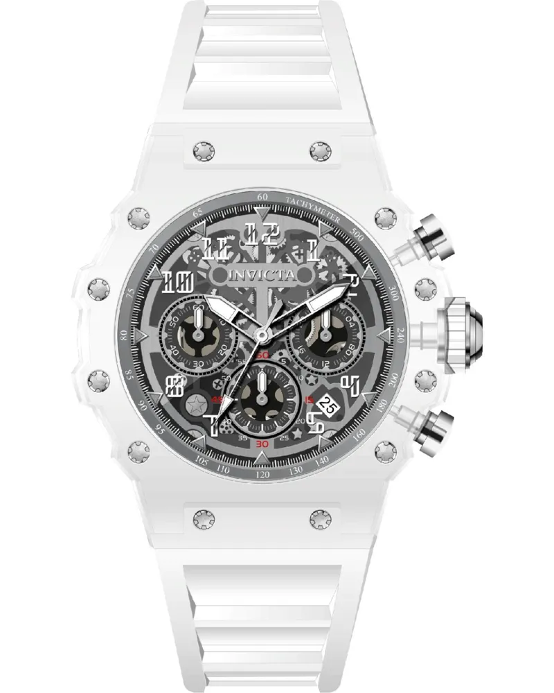 Invicta Racing 69680 Herrenuhr - Quarzwerk - Acryl mit silbernem Zifferblatt - 43 mm Weiß