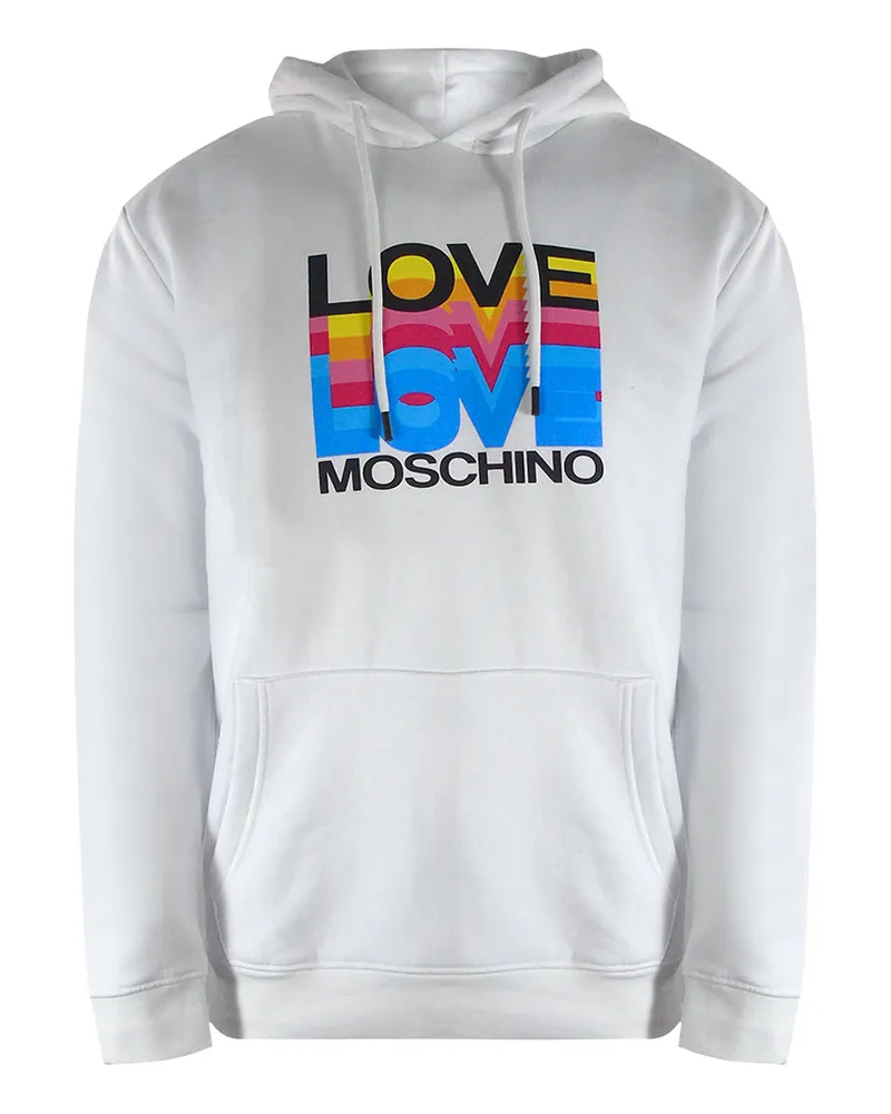 Moschino Love  Multi Logo Weißer Hoodie Weiß