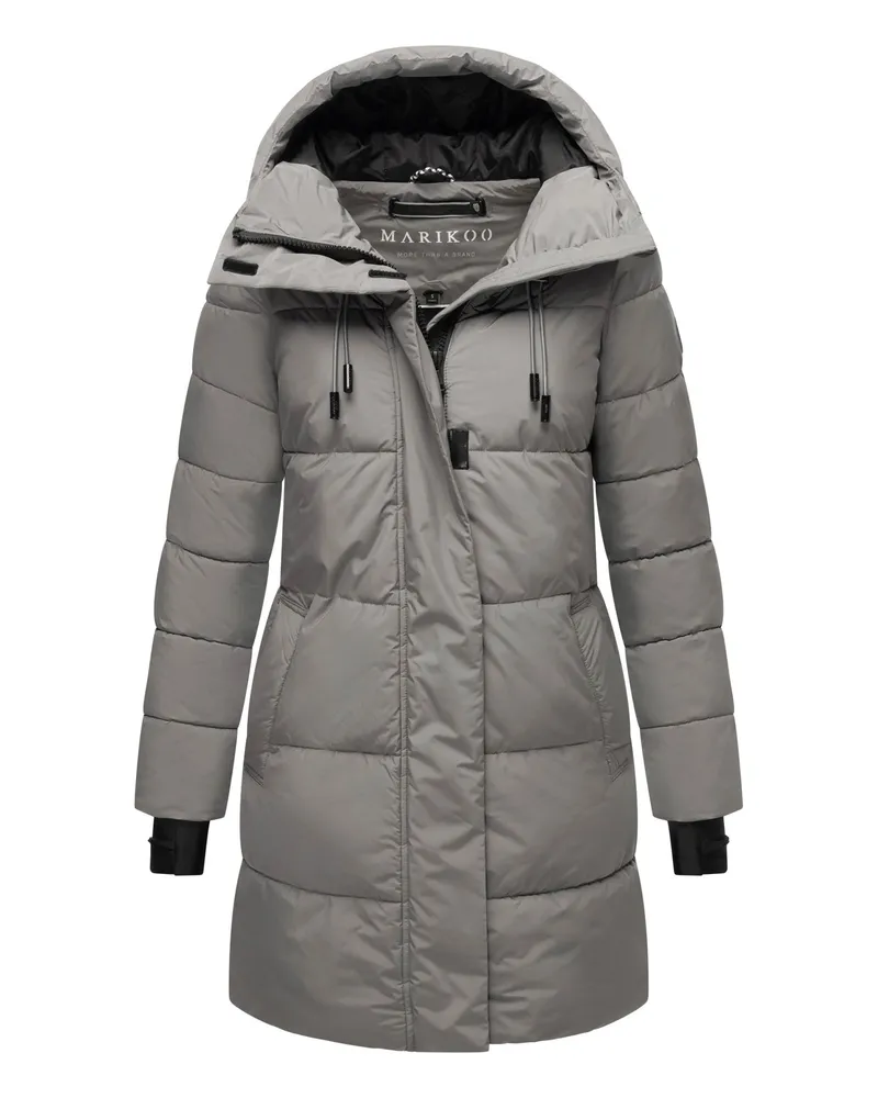 Marikoo Damen-Steppjacke Kaituu mit Kapuze und Fleecefutter - Grau Grau