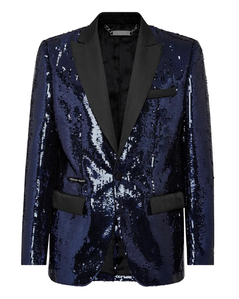 Philipp Plein Einknopf-Blazer Slim Fit Dunkelblau
