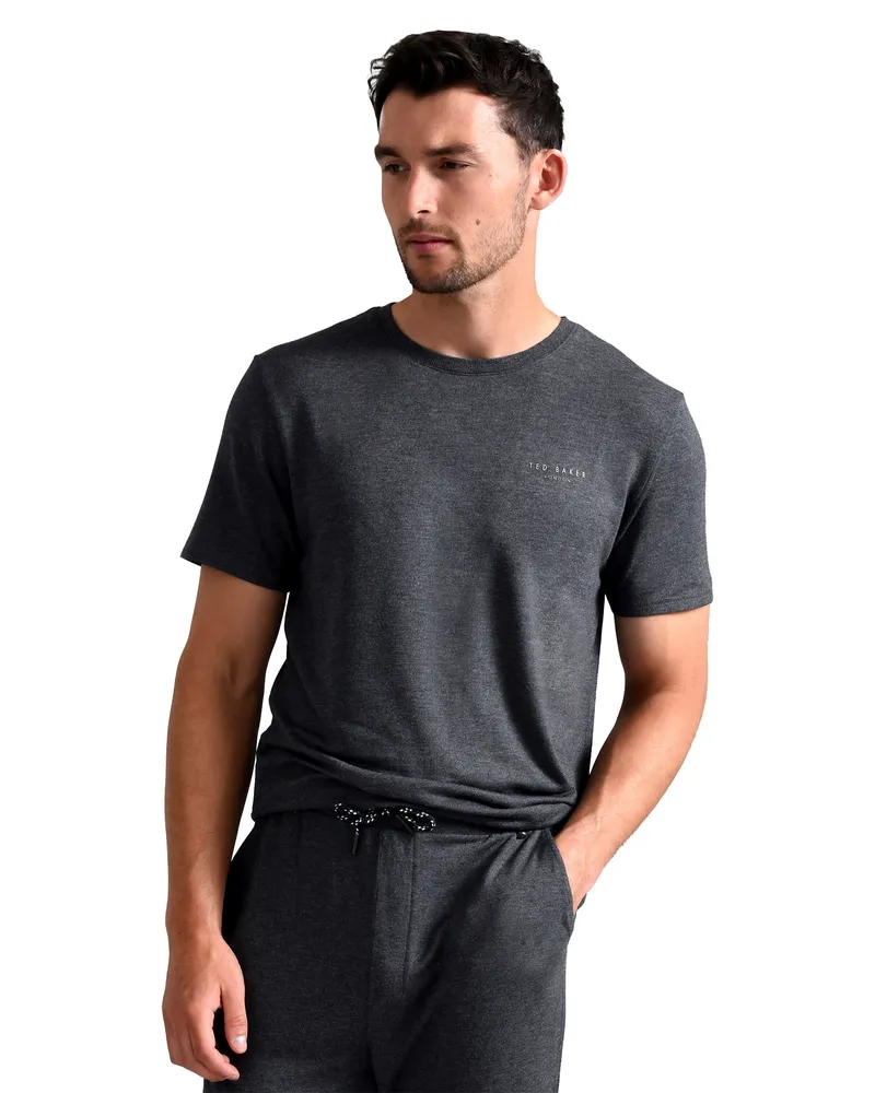 Ted Baker Kurzärmeliges Pyjamaoberteil | Luxuriöses Baumwoll-Loungewear T-Shirt für den Sommer - Anthrazit Anthrazit