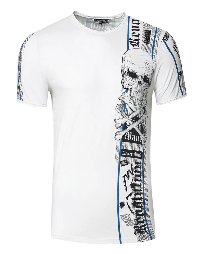 Rusty Neal Biker T-Shirt Front & Back Printed Weiß
