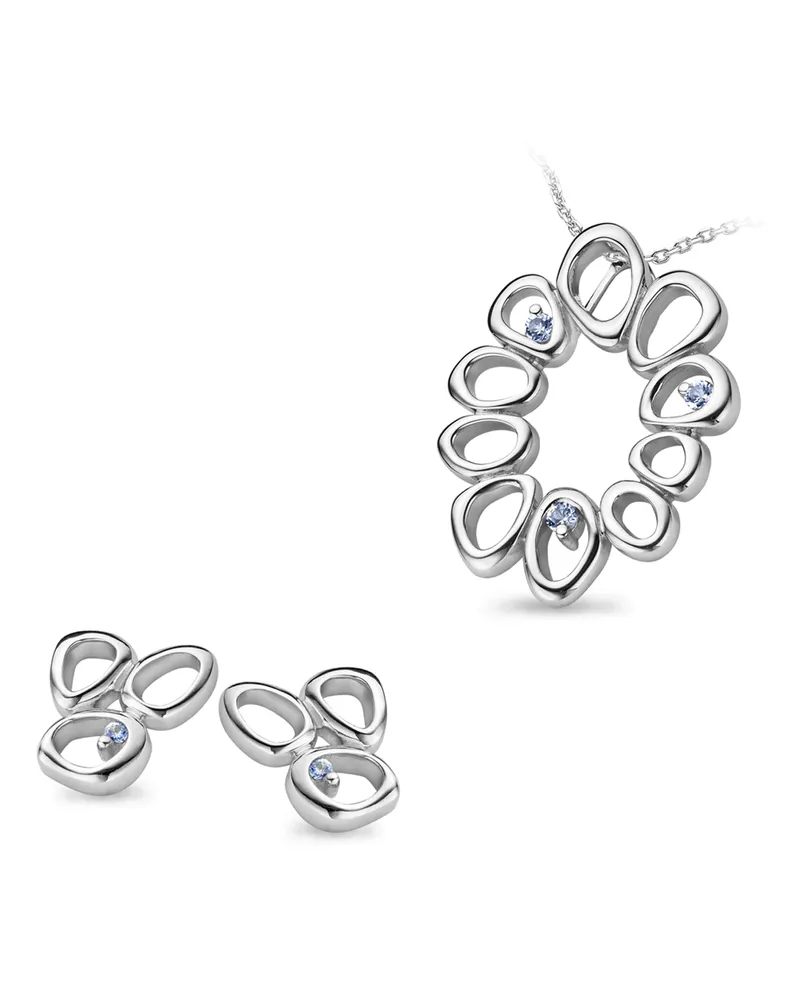 Orphelia Damen 925 Sterling Silber Set: Kettenanhänger + Ohrringe - Silber SET-5018 Silber