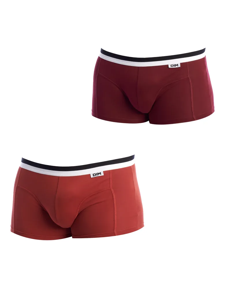 DIM Pack-2 Boxershorts  Basic Atmungsaktives Gewebe D05H2 für Herren Dunkelrot