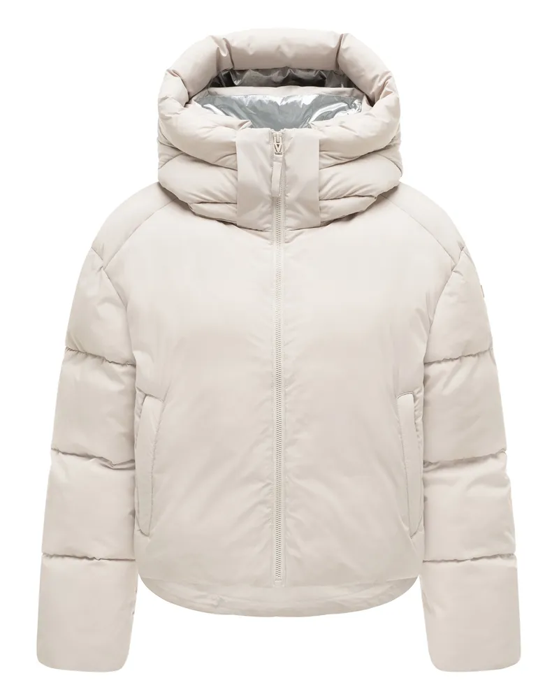 Marikoo Damen Winterjacke Zilvaa – kurze Pufferjacke mit abnehmbarer Kapuze Grau