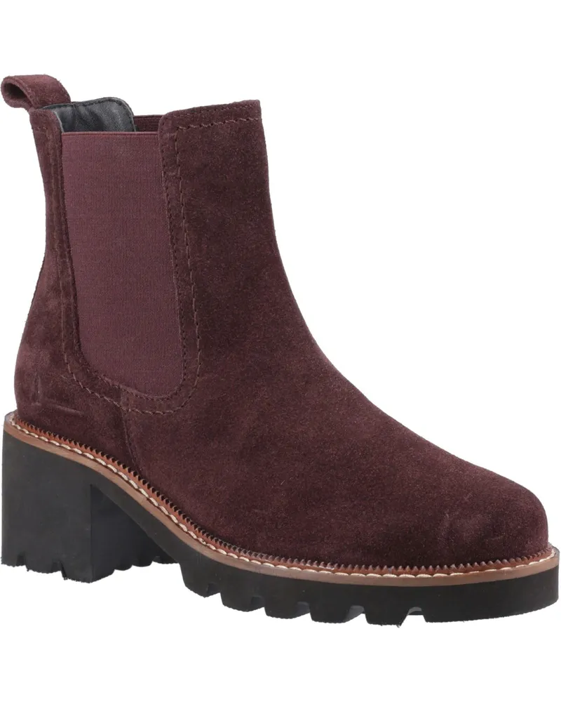 Hush Puppies Gaia Damen Stiefeletten aus Leder mit Absatz in Pflaumenfarbe Rot