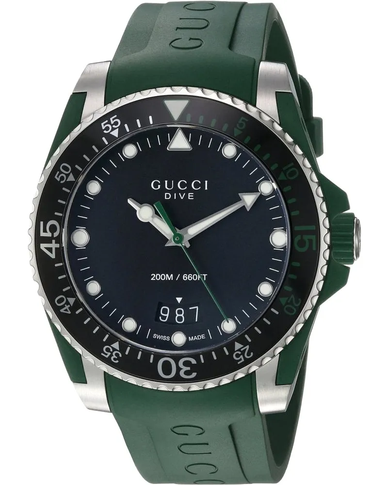 Gucci YA136310 Dive Schwarzes Zifferblatt Herrenuhr Grün