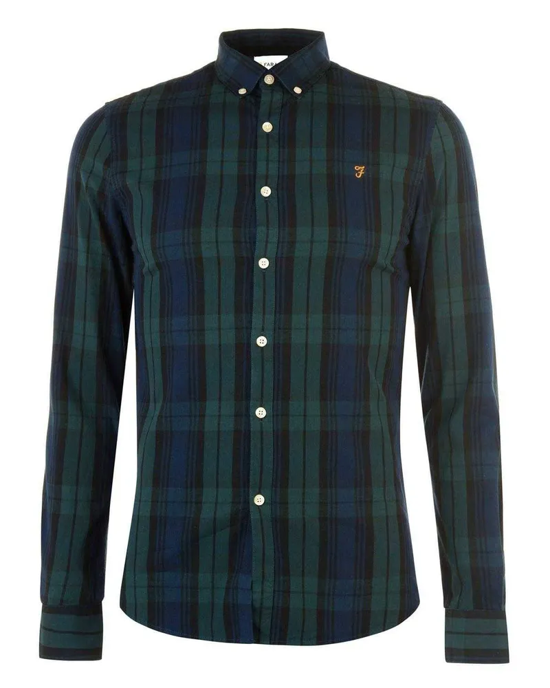 Farah 1920 Button-Down-Hemd für Herren, Baumwolle (Kiefer Grün