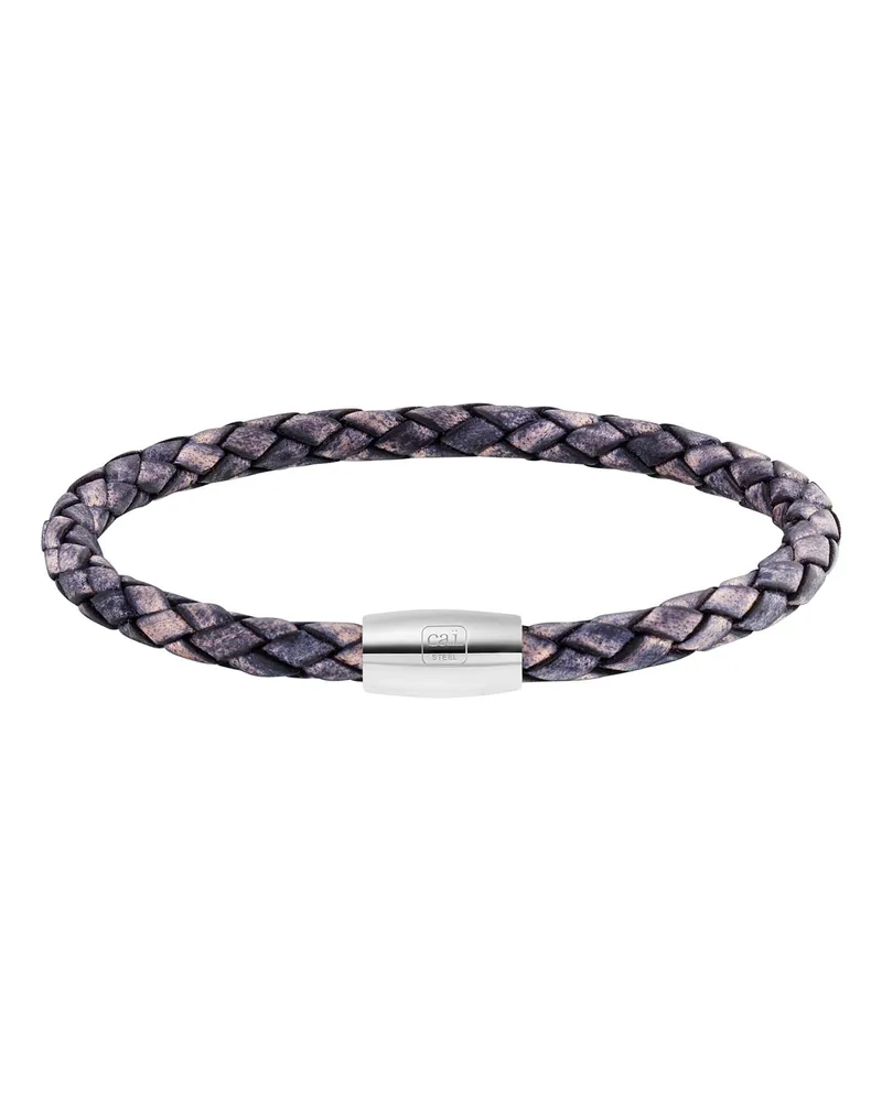 cai Armband Edelstahl Leder Marine 23cm Mehrfarbig