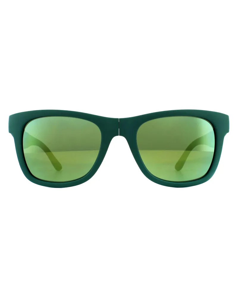 Lacoste Rechteckige Unisex Faltbare Mattschwarze Grüne Sonnenbrille Grün