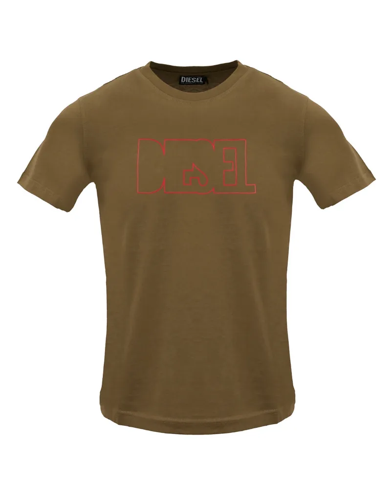 Diesel T-shirt Mit Logo In Braun Mit Kaffeelikör-print Braun