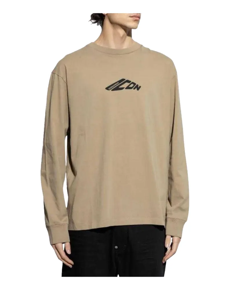 Dsquared2 T-Shirt für Herren/Damen Unisex, Logo, Stretch, Langärmlig (Khaki Khaki