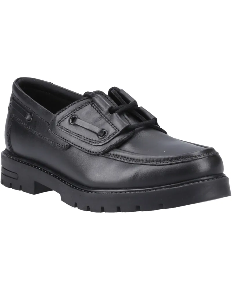 Hush Puppies Lucy Mädchenschwarze Bootsschuhe Aus Leder Schwarz