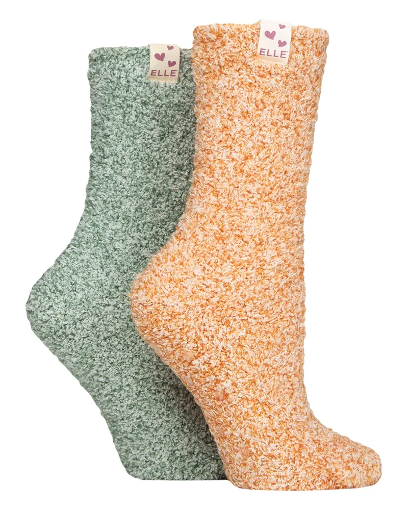 Elle 2er-Pack Damen Zwei-Farben Gemütliche Bett- und Haussocken - Warm, Weich, Entspannend, Bequem Gelb
