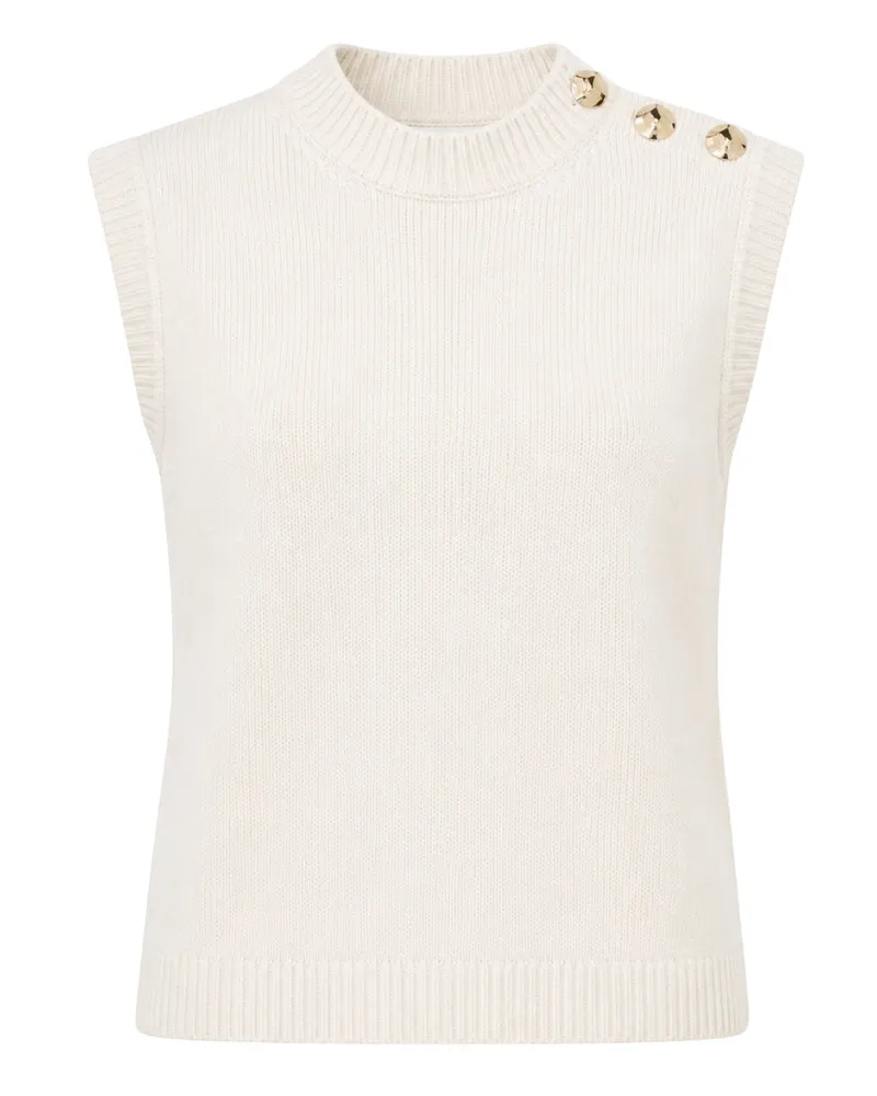 Ted Baker Rondher Tanktop Mit Rosenknopf, Elfenbeinfarben, Rundhalsausschnitt Creme