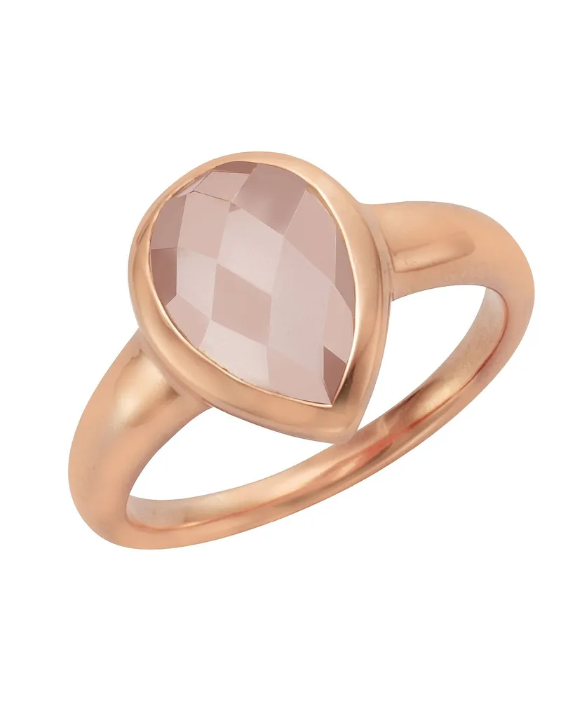 Jamelli Ring Silber 925 rosé-vergoldet mit echtem Rosenquarz Roségold