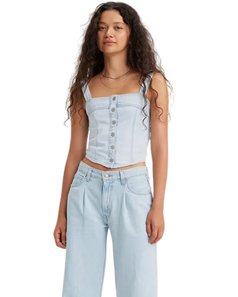 Levi's Drea Cool Poole 2" Ärmelloses Oberteil für Damen, gewebter Stoff (Hellblau Blau