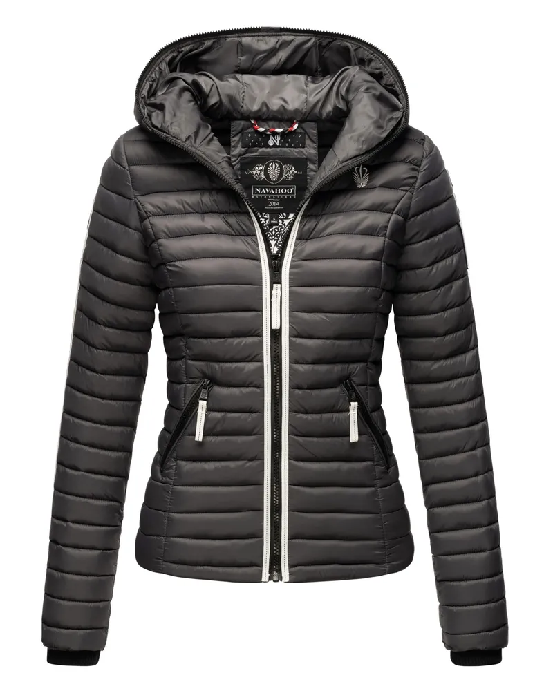NAVAHOO Damen Steppjacke Kimuk Princess – Leicht, Modern & Mit Kapuze Grau