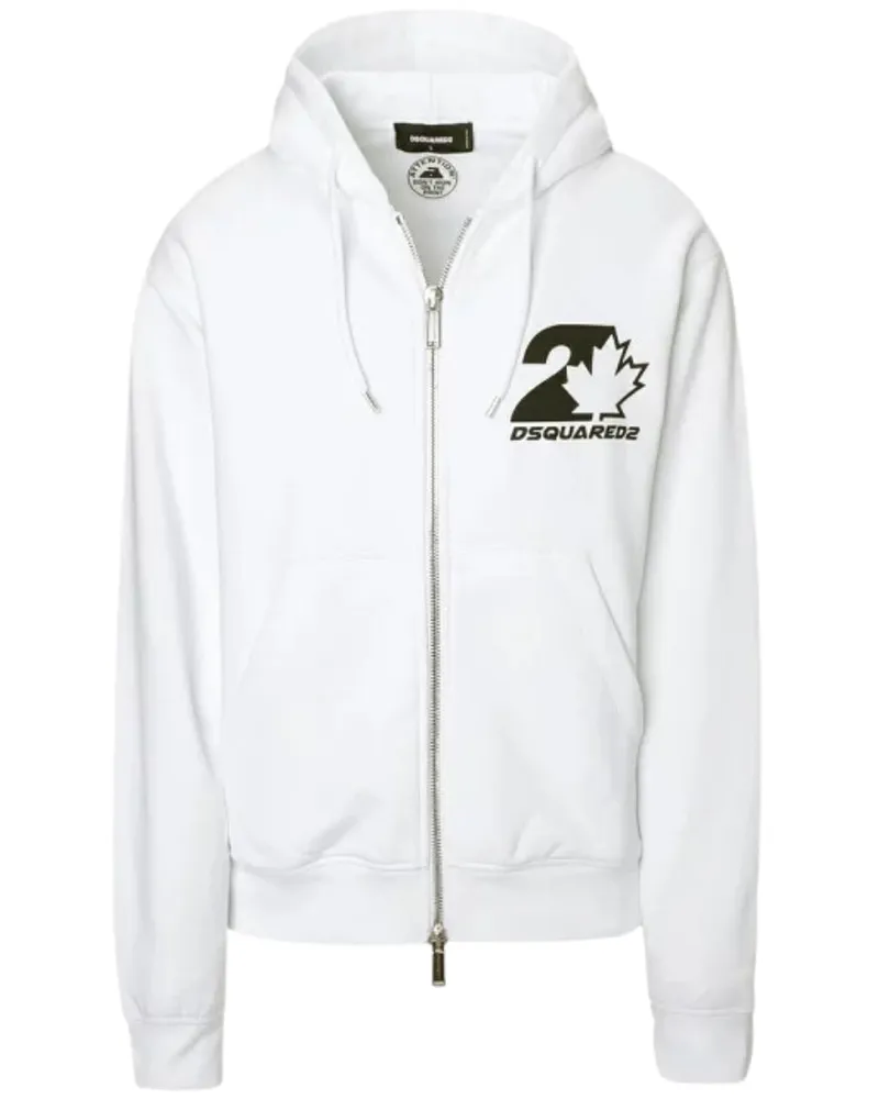 Dsquared2 Cool Fit Hoodie Mit Ahornblatt-logo, Weiß Weiß