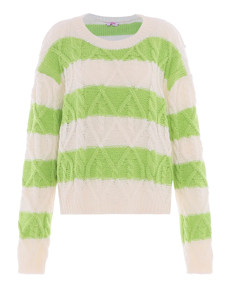 My Mo Strickpullover Damen WOLLWEISS LIMETTE Wollweiß