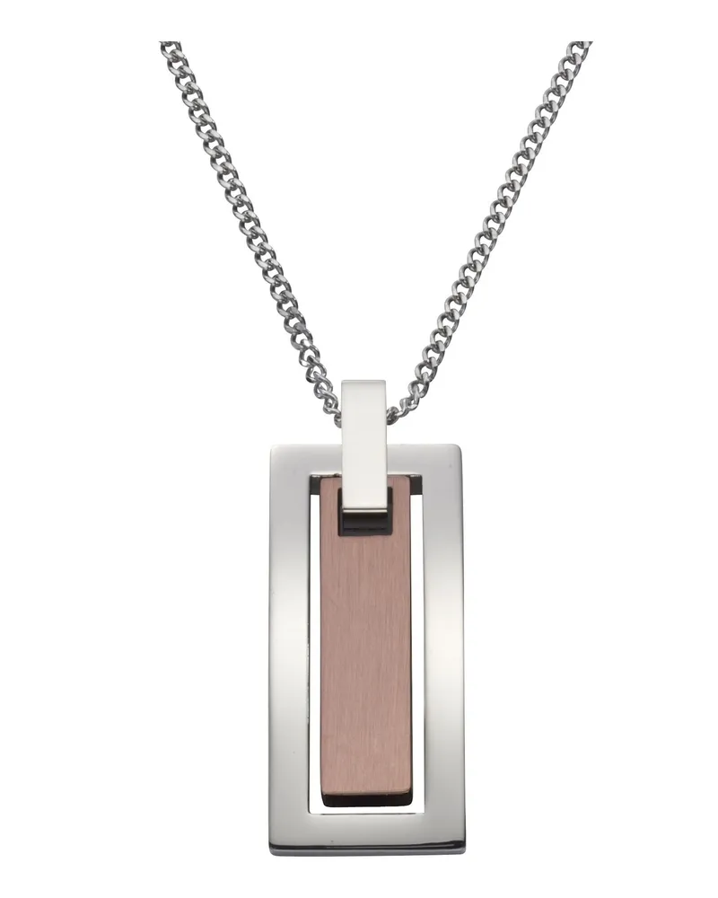 ZEEme Stainless Steel Halskette Edelstahl zweifarbig 50cm lang Grau