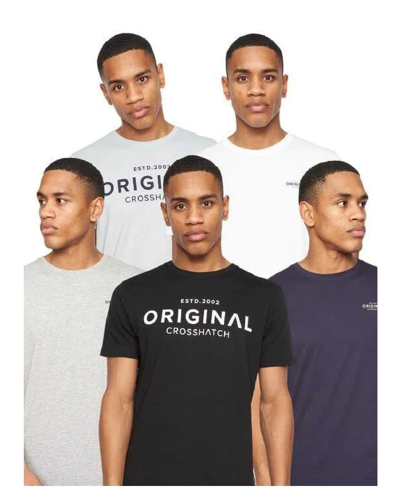 CrossHatch Herren Wester Bedrucktes T-Shirt (5er-Pack) (Mehrfarbig Grün
