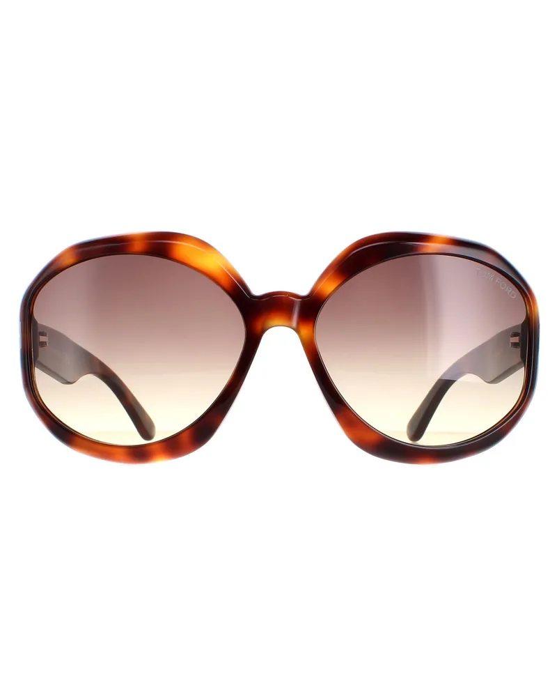 Tom Ford Rund Damen Dunkel Havanna Rauch Gradient Georgia 02 FT1011 Braun