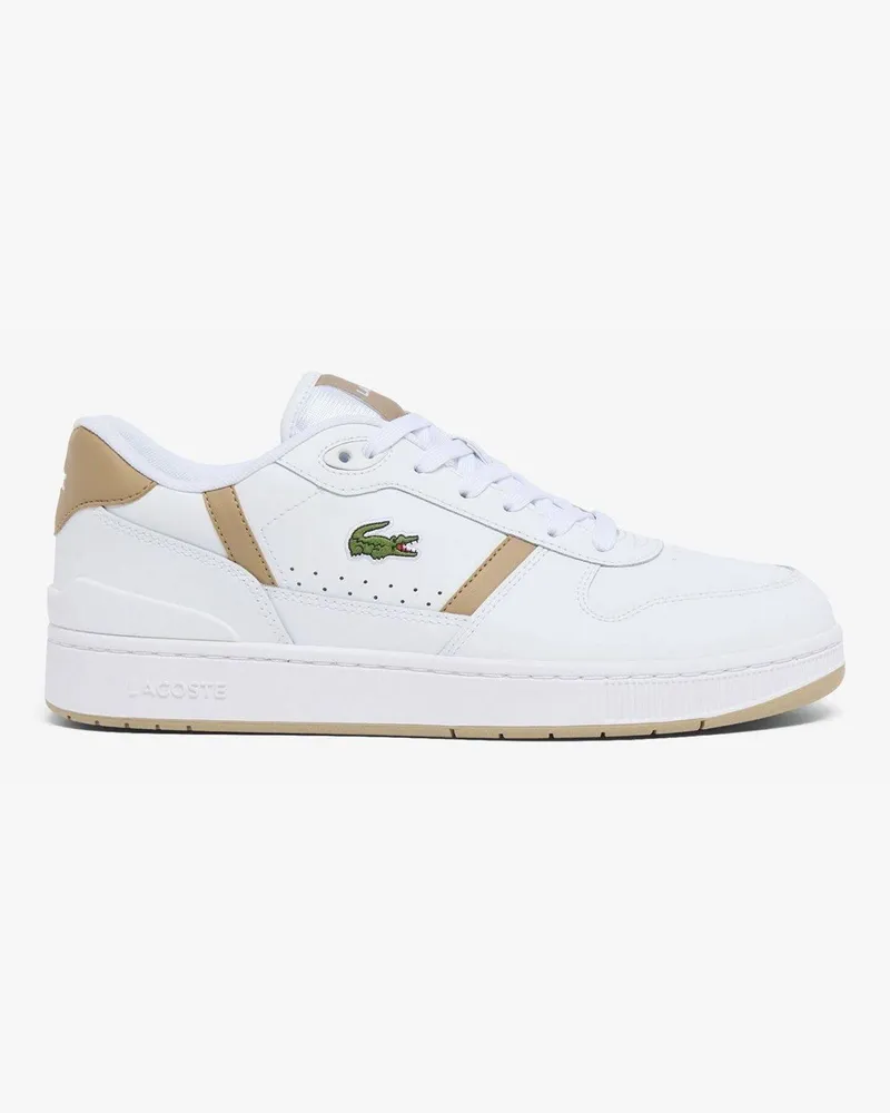 Lacoste T-Clip" Sneaker für Herren, Leder, Flach (Weiß/Braun Weiß