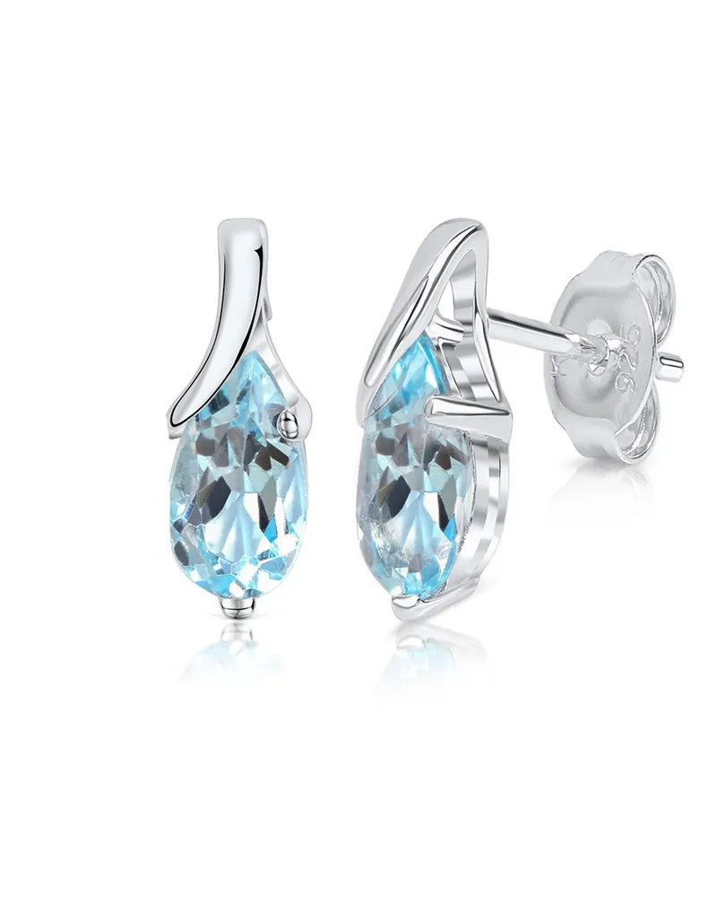 ZEEme Gemstones, F Ohrringe Silber 925 rhodiniert mit Blautopas (beh.) 8x5mm Silber