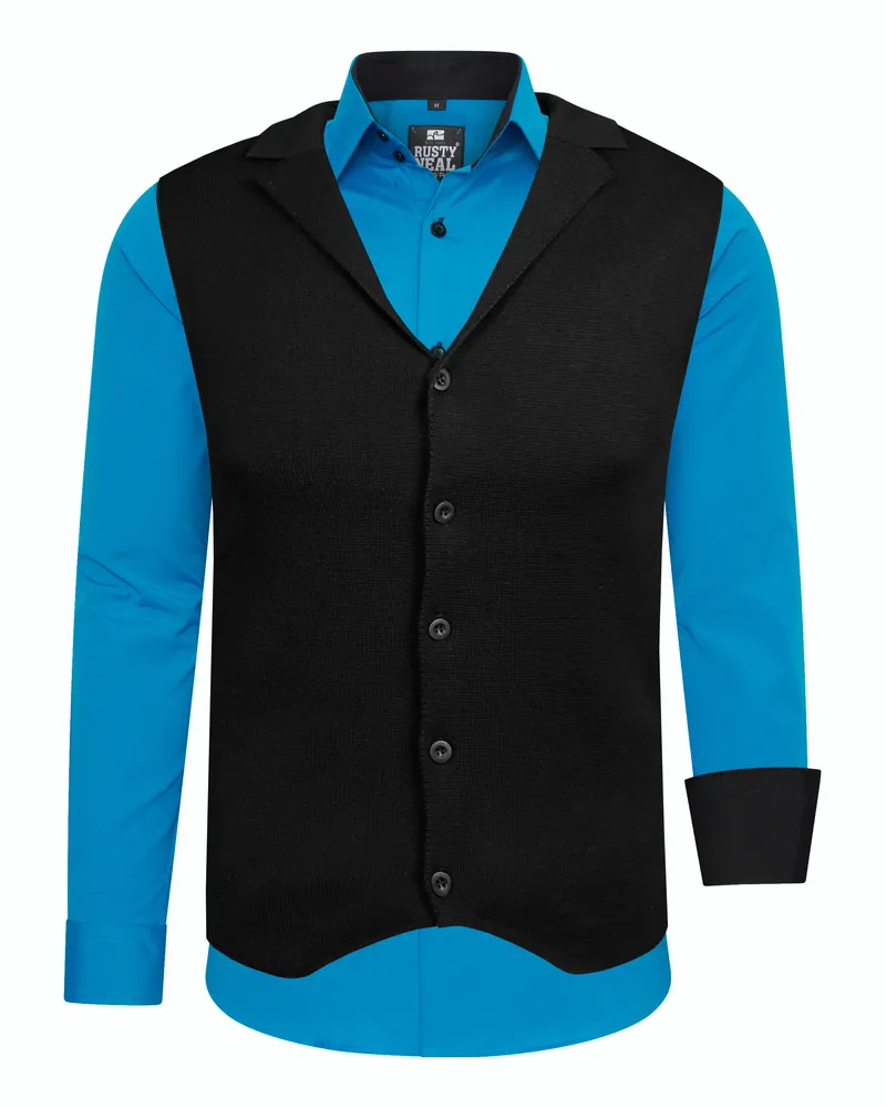 Rusty Neal Hemd mit Weste 2-teilig Blau