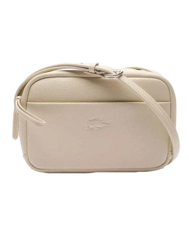 Lacoste City Court" Schultertasche, Leder (Weiß Weiß