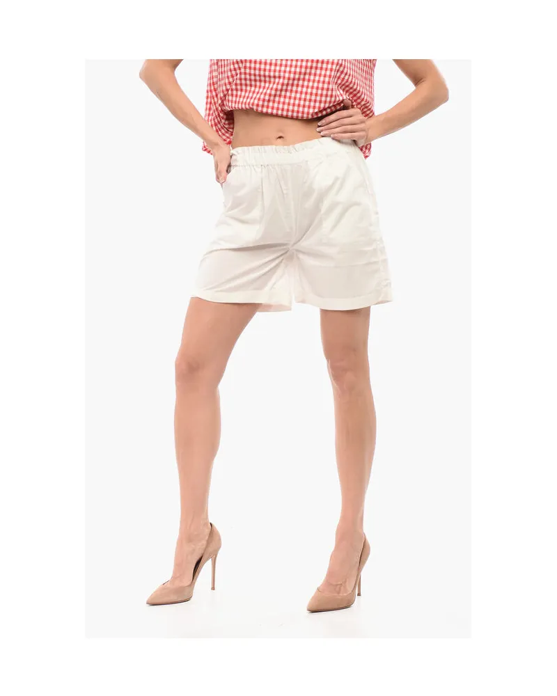 Woolrich Popeline-Baumwoll-Shorts mit elastischem Bund - Weiß Weiß