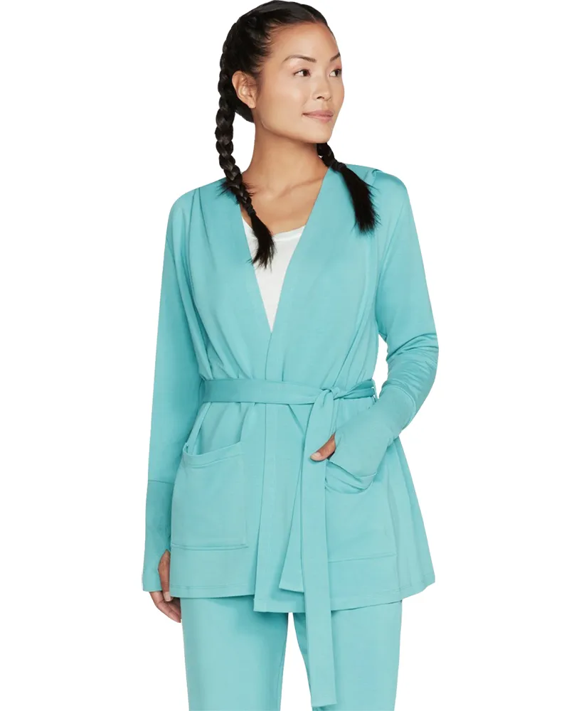 Skechers Damen Everyday Gürteltier Slouchy Hoodigan Cardigan Blau