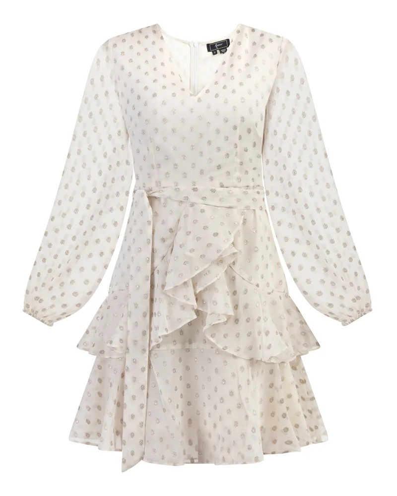 FAINA Kleid mit Stickerei Damen Wollweiß mit goldenen Punkten Wollweiß