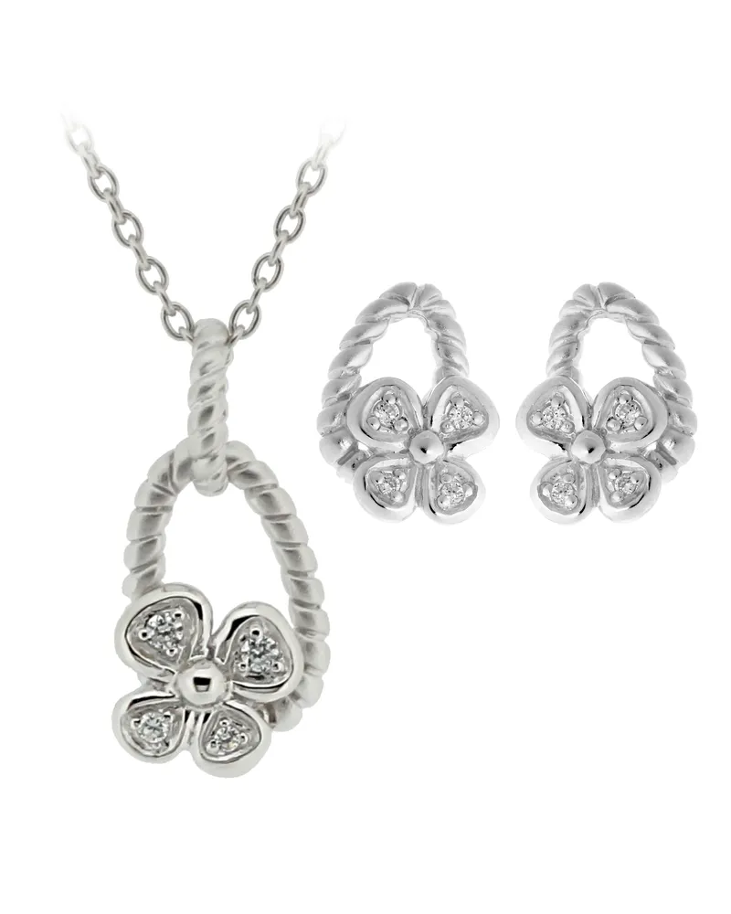 Orphelia Damen 925 Sterling Silber Set: Kettenanhänger + Ohrringe - Silber SET-6020 Silber