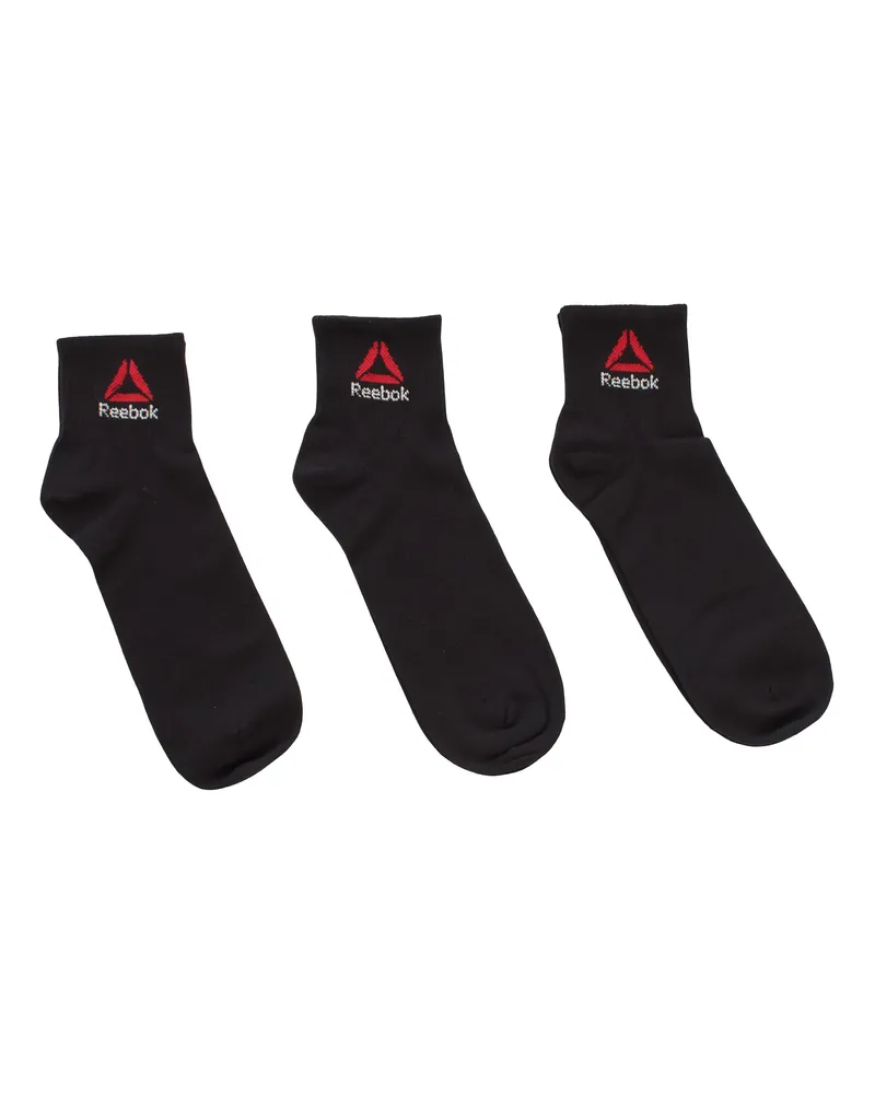 Reebok 3er-Pack D0850 Knöchelsocken für Damen und Herren - Schwarz Schwarz