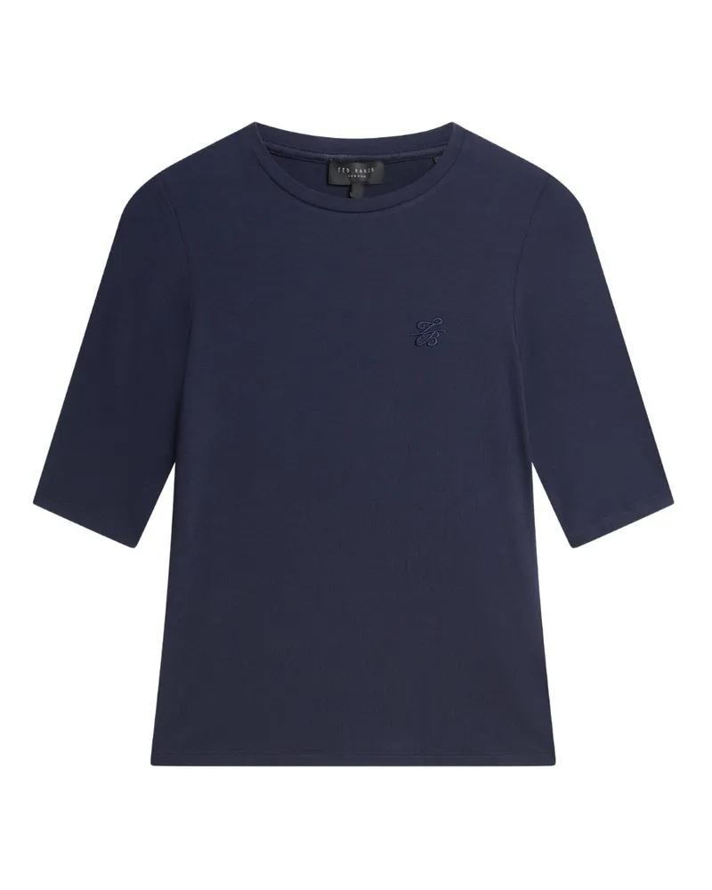 Ted Baker Casy Tailliertes Kurzarm-t-shirt Mit Markenaufdruck Auf Der Brust, Marineblau Marineblau