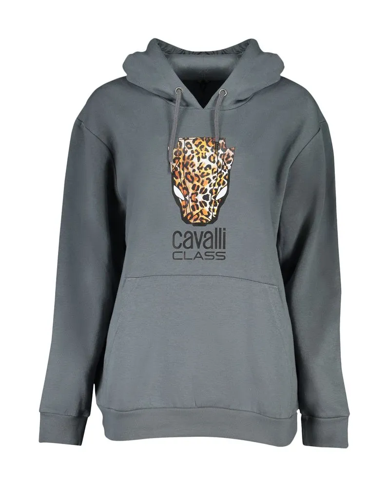 Roberto Cavalli Männer Leopard Kopf Hoodie Ca28856 Dunkelgrau