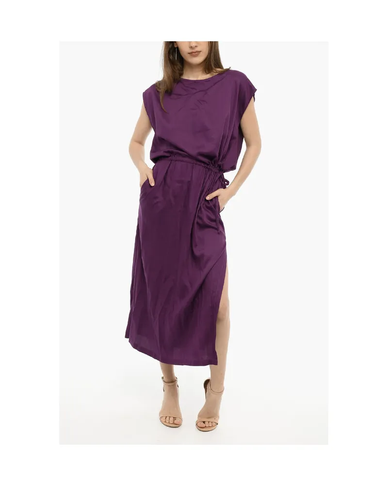 Woolrich Einfarbiges Maxikleid aus Twill in Violett Violett