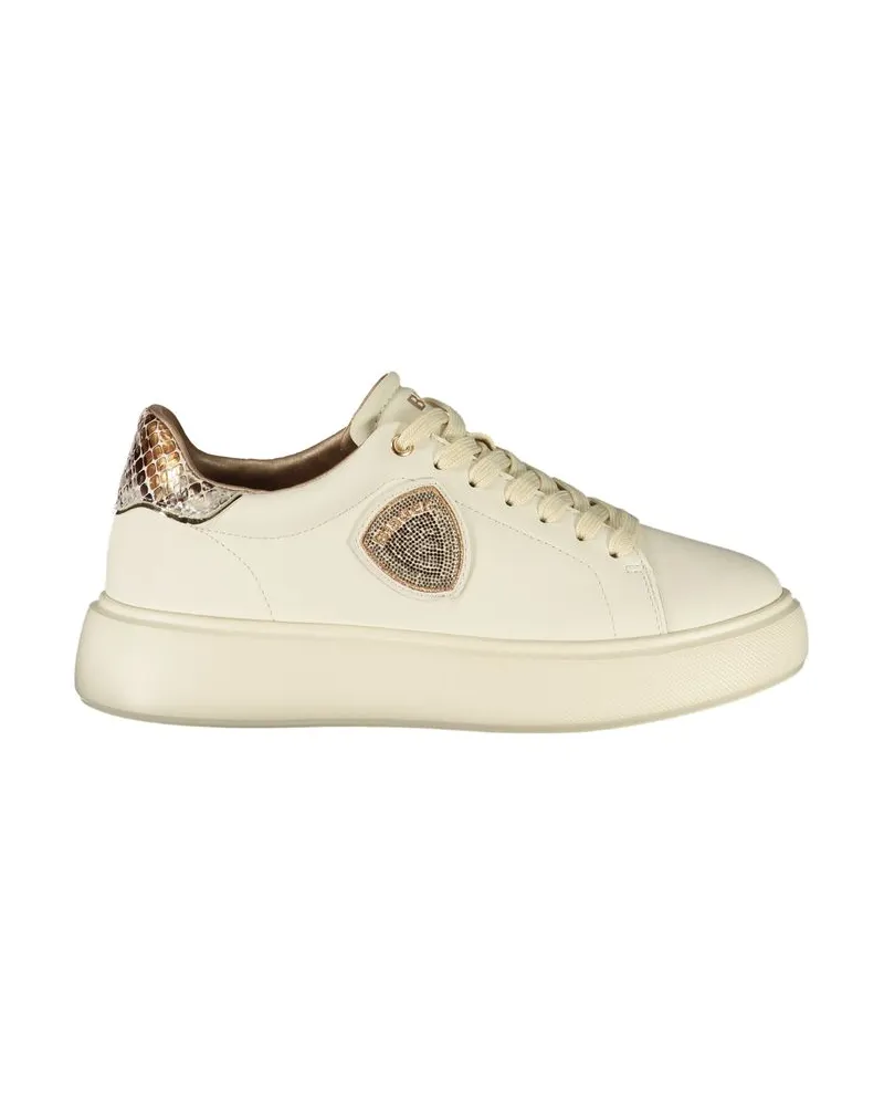Blauer Beiger Polyurethan Damensneaker Beige