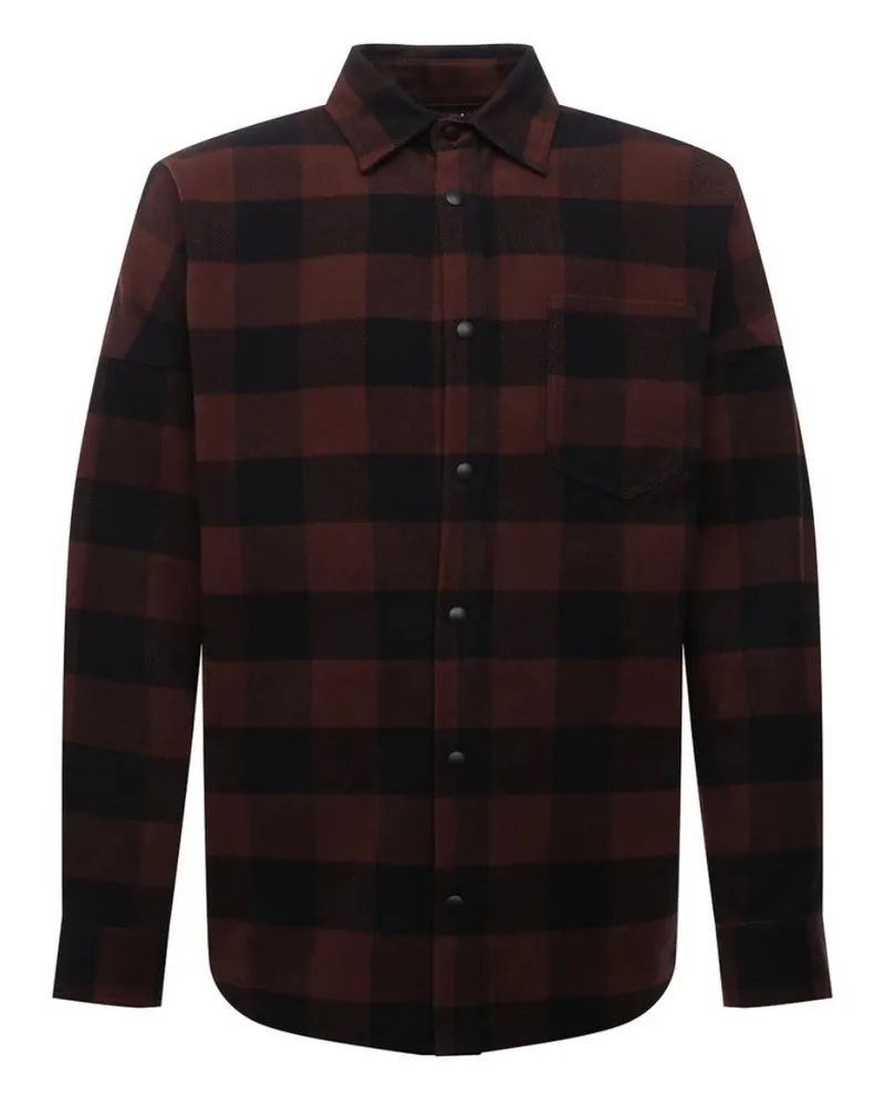 Palm Angels Braune Flanell-Overshirt-Jacke von  mit klassischem Logo Braun