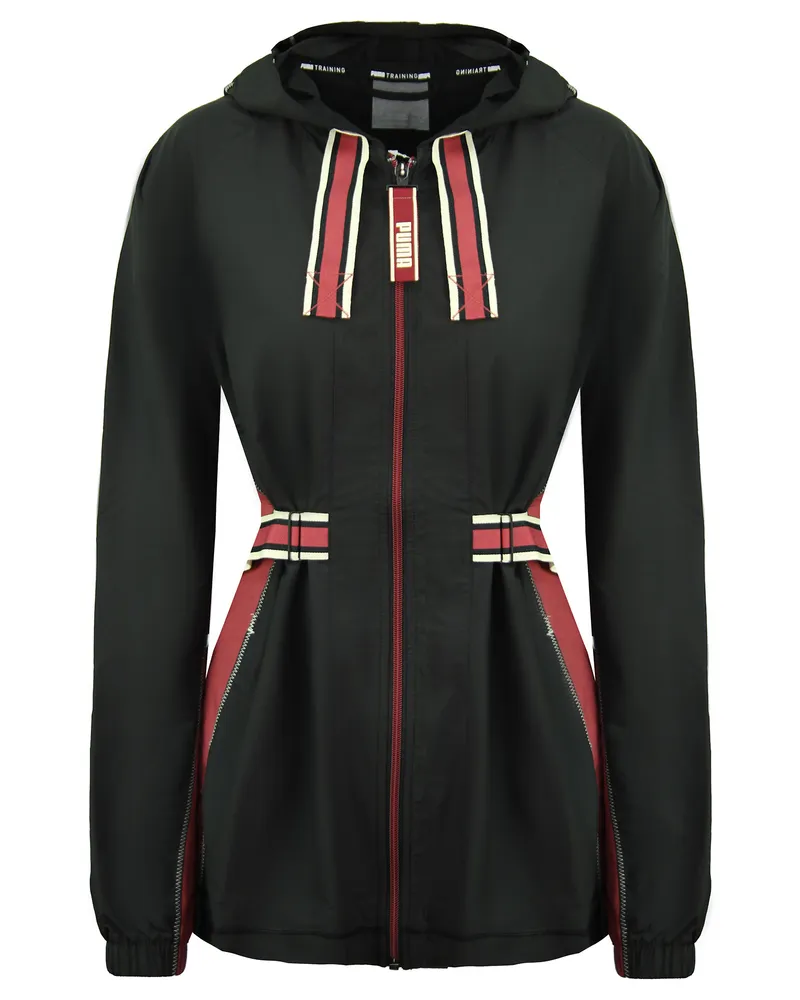 Puma x Erste Meile Langarm Reißverschluss auf schwarze Damen -Gürteljacke 519034 01 Schwarz