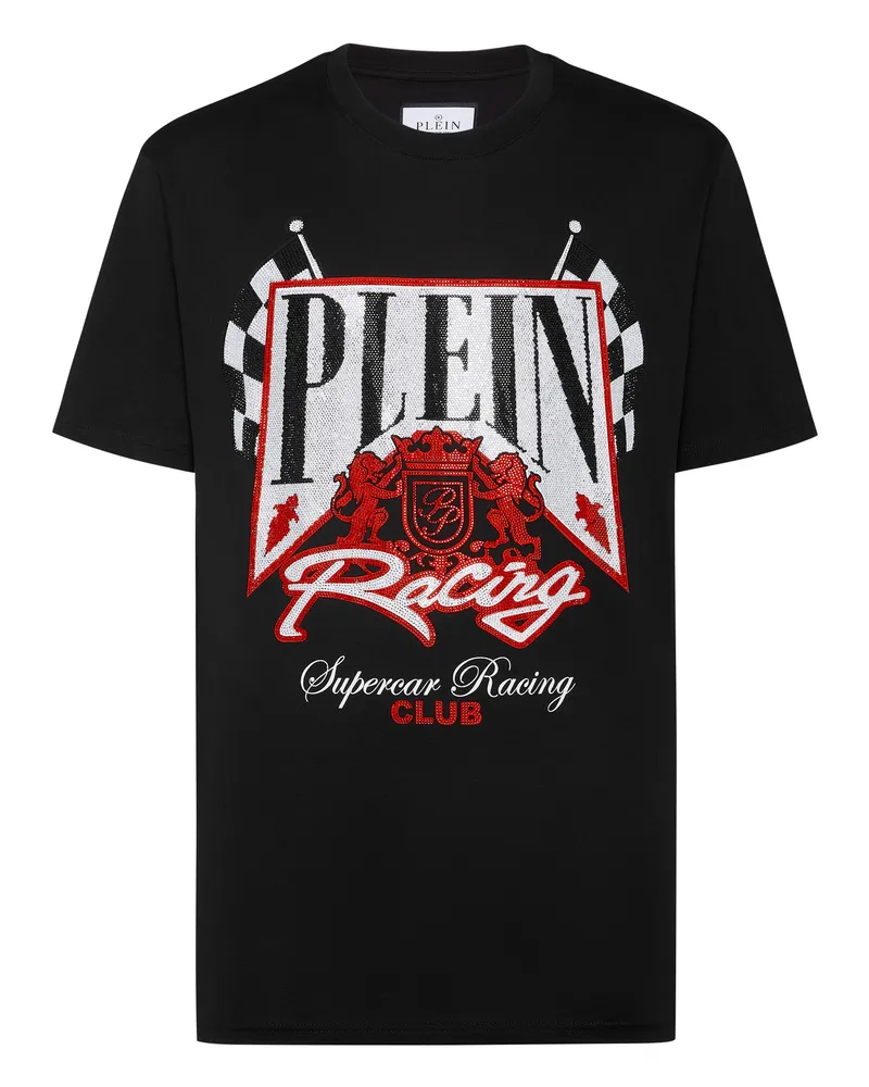 Philipp Plein T-Shirt mit Rundhals und Racing-Print - Schwarz/Rot Schwarz