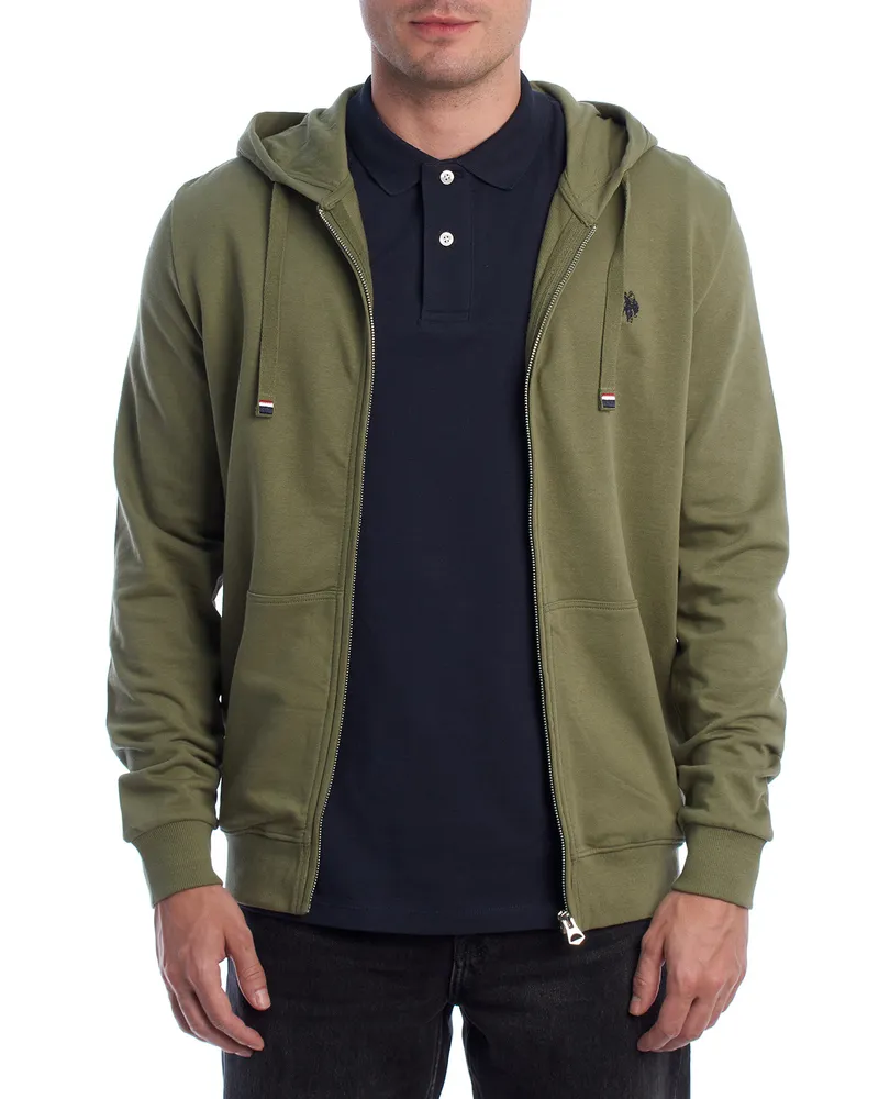 U.S. Polo Assn.  Herren-Kapuzenpullover mit Reißverschluss (Modell US41162009) - Grün Grün