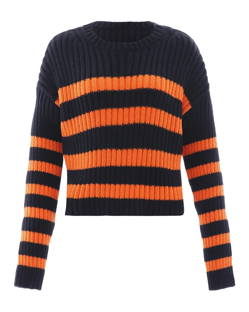 My Mo Strickpullover Damen schwarz/orange Schwarz