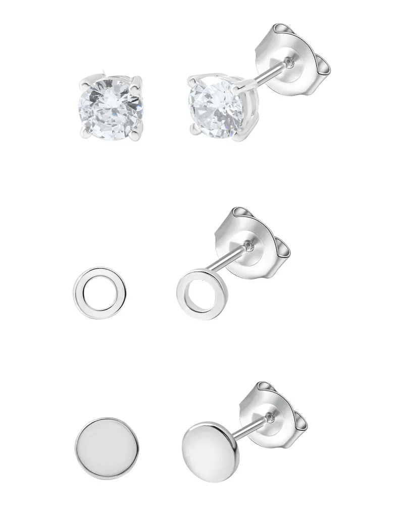Celesta Silber Ohrstecker Set 925 Sterling Silber rhodiniert Zirkonia Silber