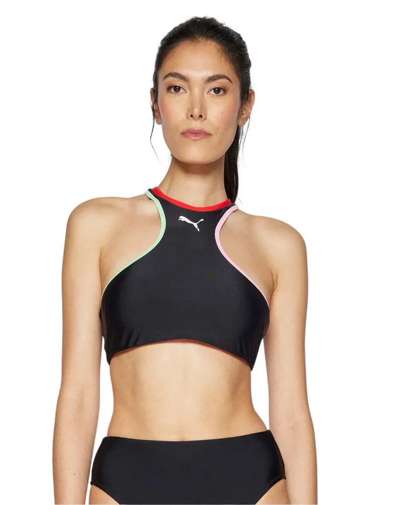 Puma Bikini Oberteil für Damen, Hochleistungsmaterial (Schwarz Schwarz