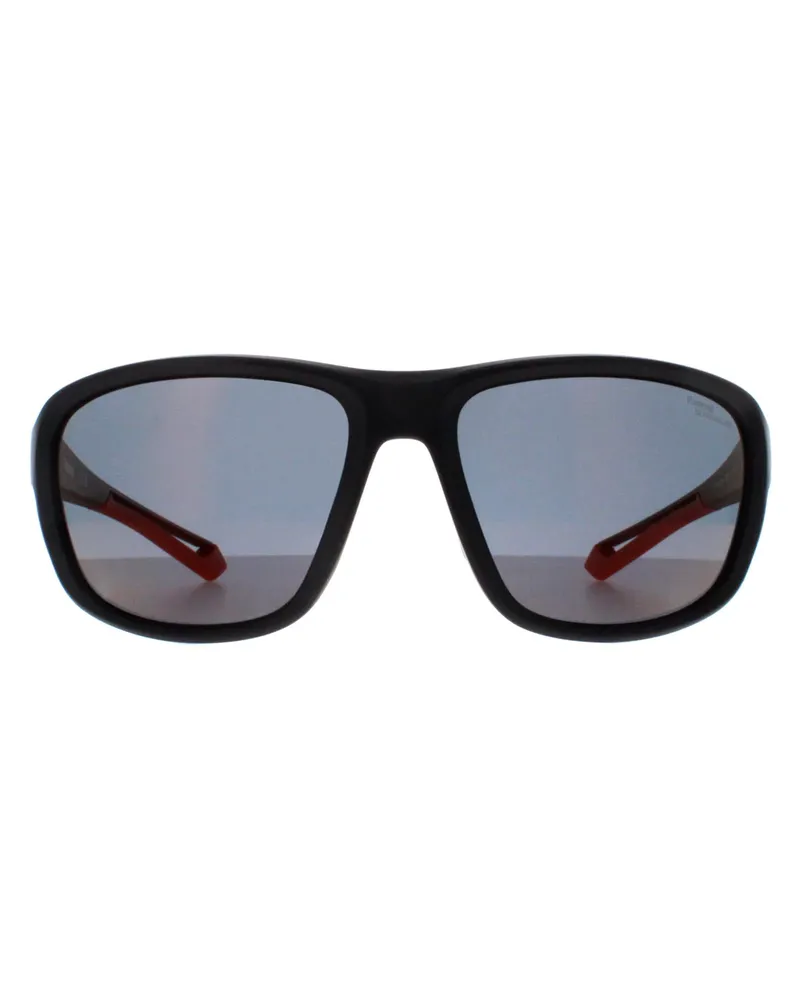 Polaroid Rechteck Unisex Schwarz Orange Rot Spiegel Polarisiert Hochkontrast PLD 7049/S Schwarz