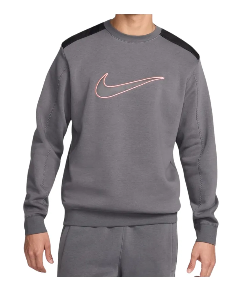 Nike Grauer Pullover Mit Großem -swoosh-logo Grau