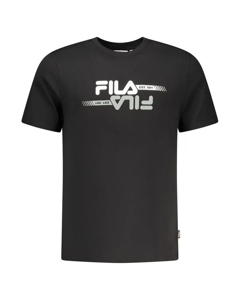 Fila Schwarzes Baumwoll Herren T-Shirt Schwarz